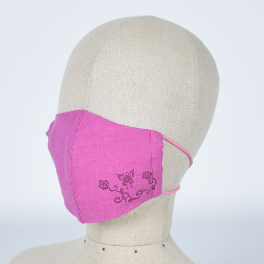 Butterfly & Rose Red Pink Mask Wear / M