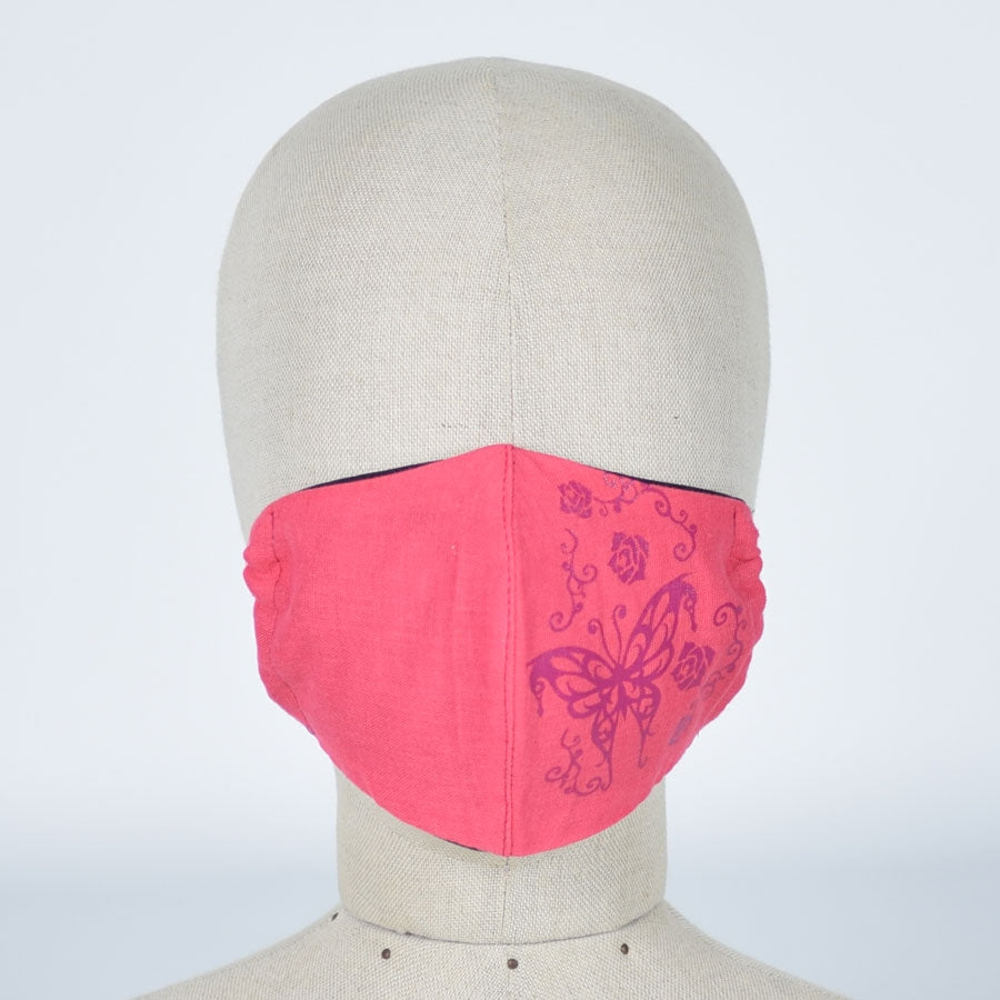Butterfly & Rose Red Pink Mask Wear / M