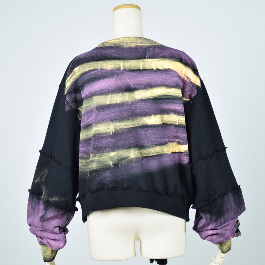 Kumada-san Border Art Paint Sweatshirt
