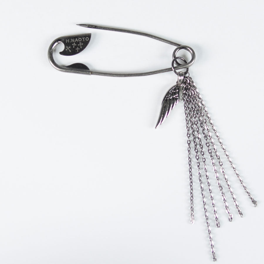 Feather safety pin brooch