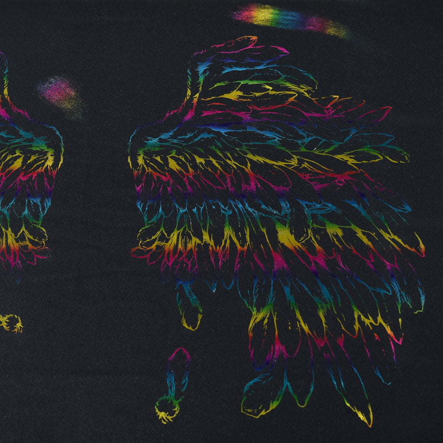 Angel wings crash Rainbow stole