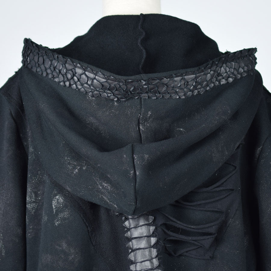 Asymmetric Damage Long Hoodie / XL