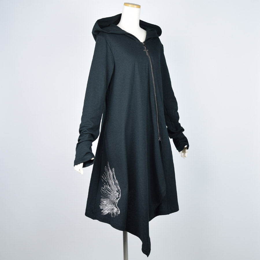 Angel Wing Asymmetric Long Hoodie