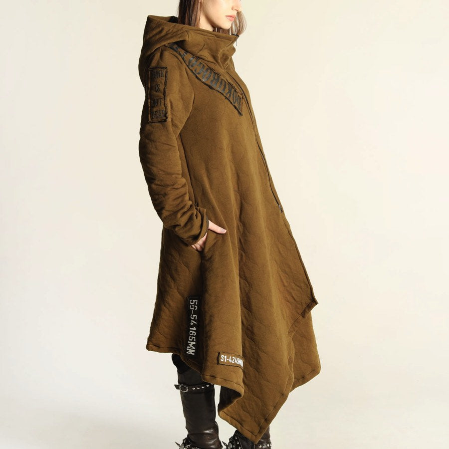 Asymmetric Military Long Hoodie