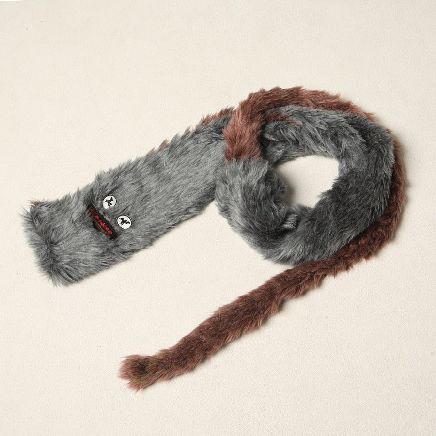 Monster gray eco-fur muffler