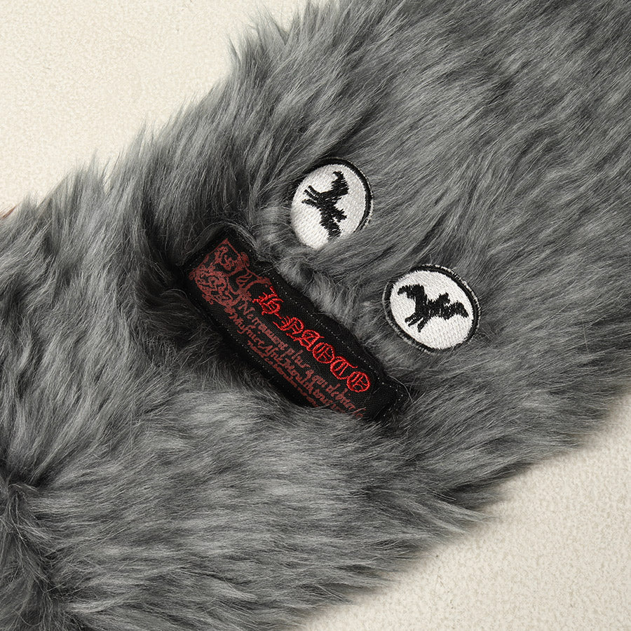 Monster gray eco-fur muffler