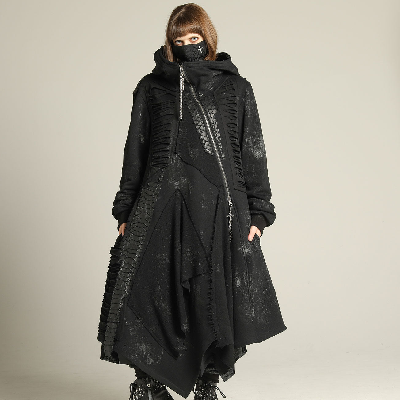 Asymmetric damage Long Hoodie / M