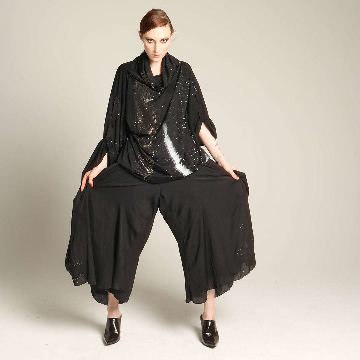 Snake and Japanese brush kimono tunic
