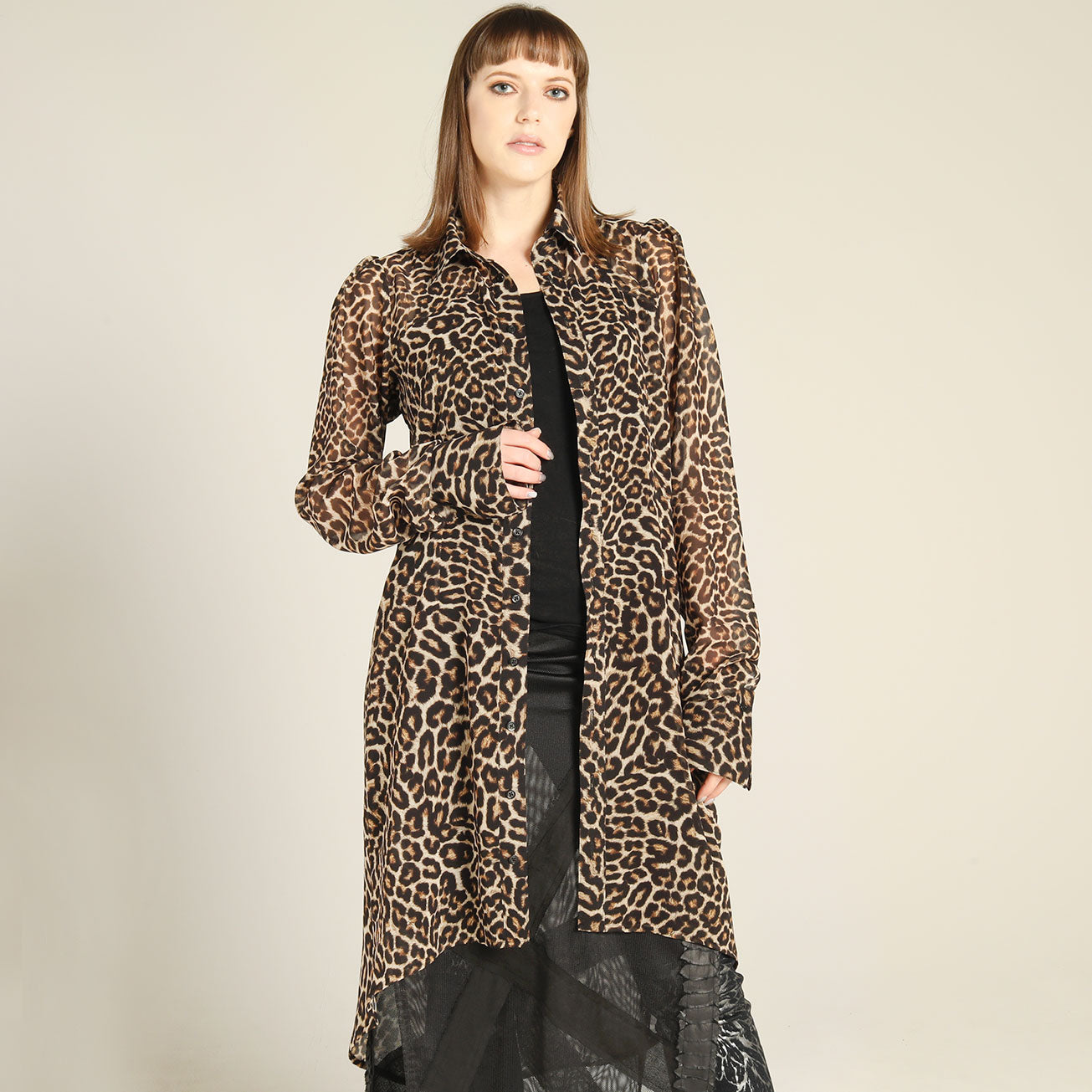 Leopard Long Dress Blouse
