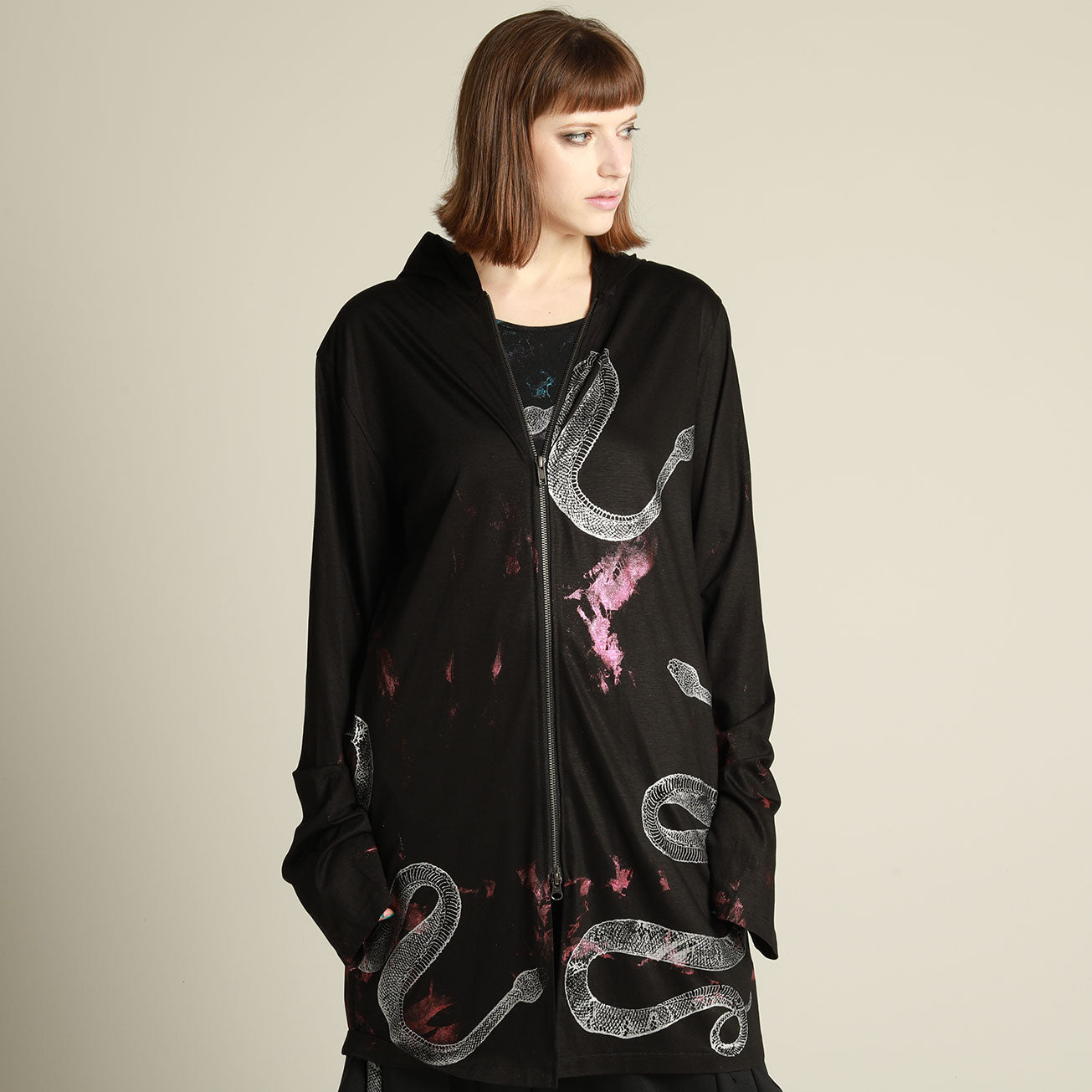 Long Crash Paint Snake Hoodie