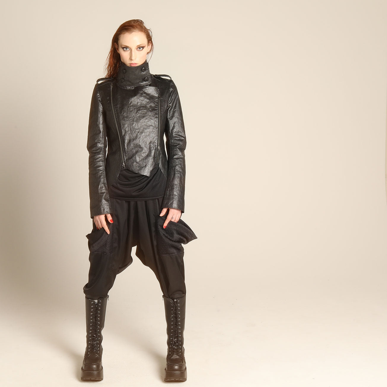 日本皮革短骑手夹克