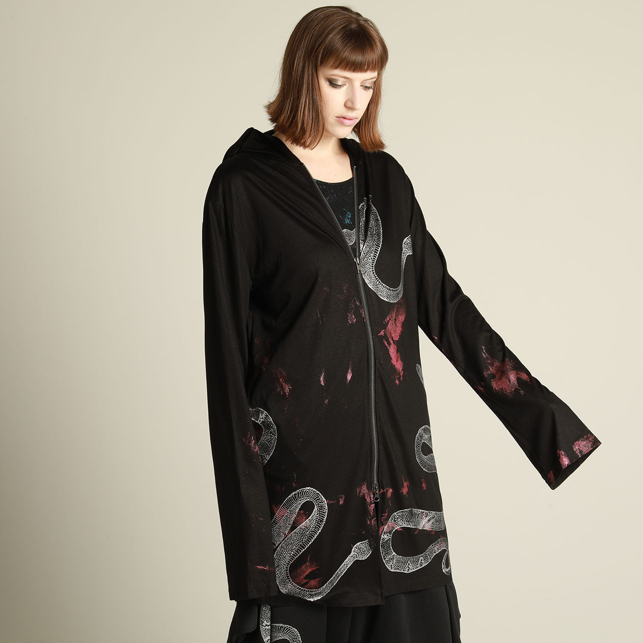 Long Crash Paint Snake Hoodie