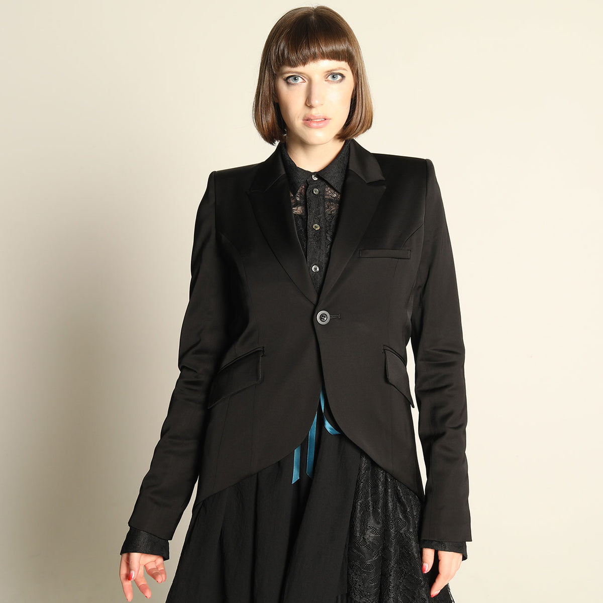 Glossy Material Tailored Jacket