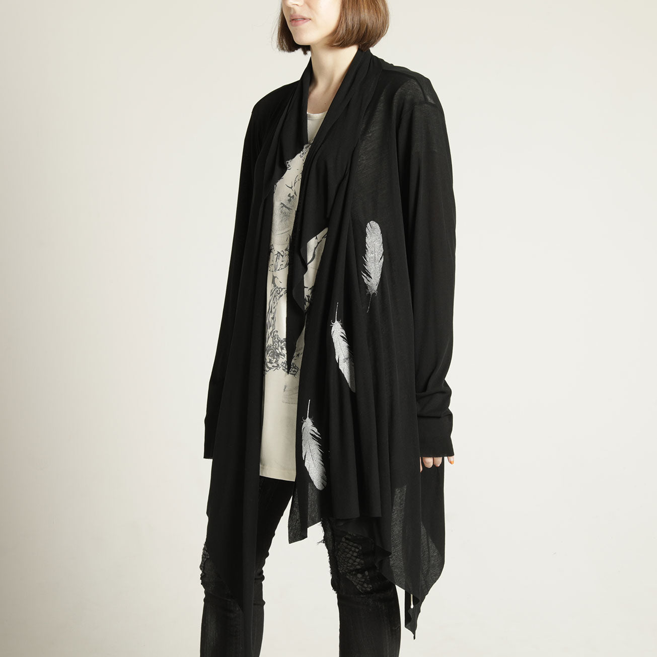 Drape feather cardigan