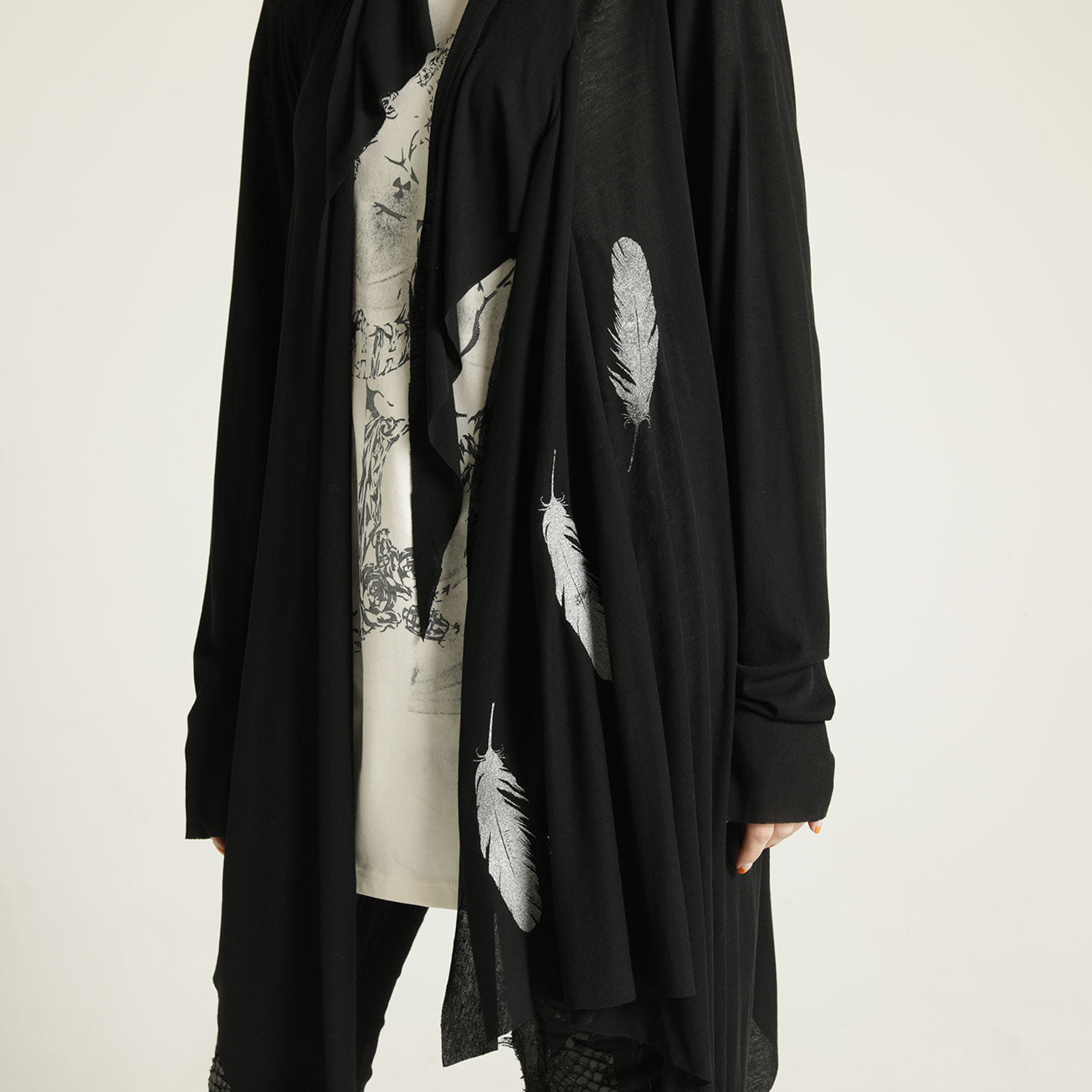 Drape feather cardigan