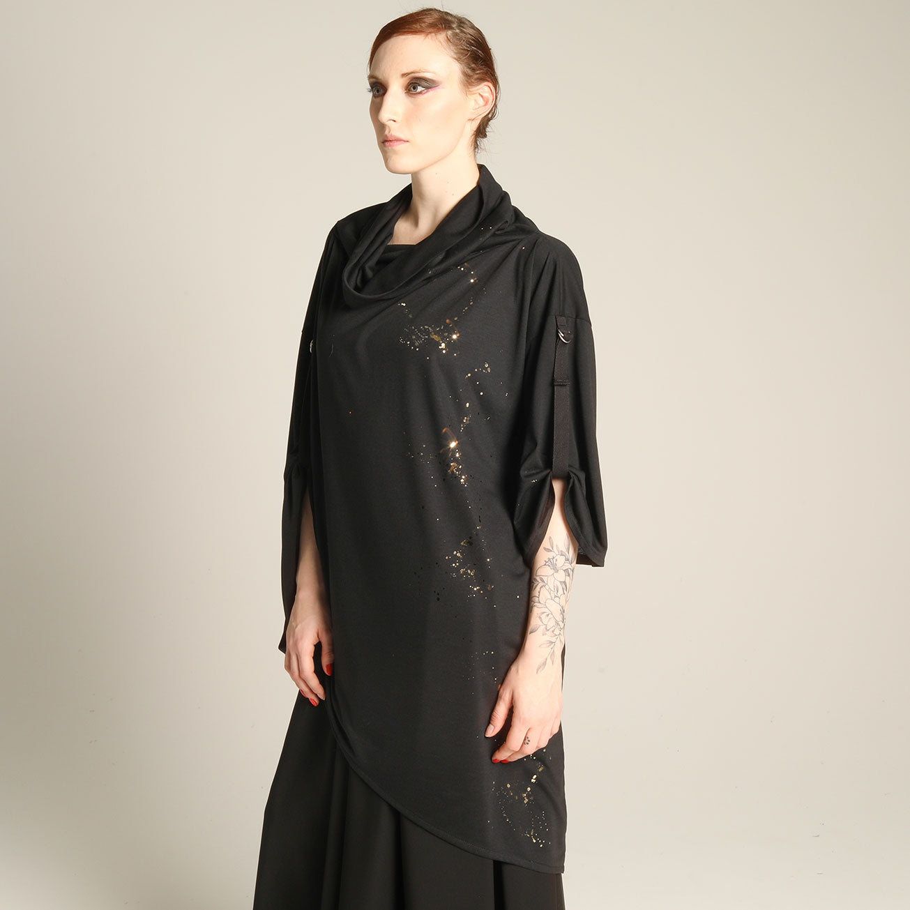 Gold splash paint kimono tunic