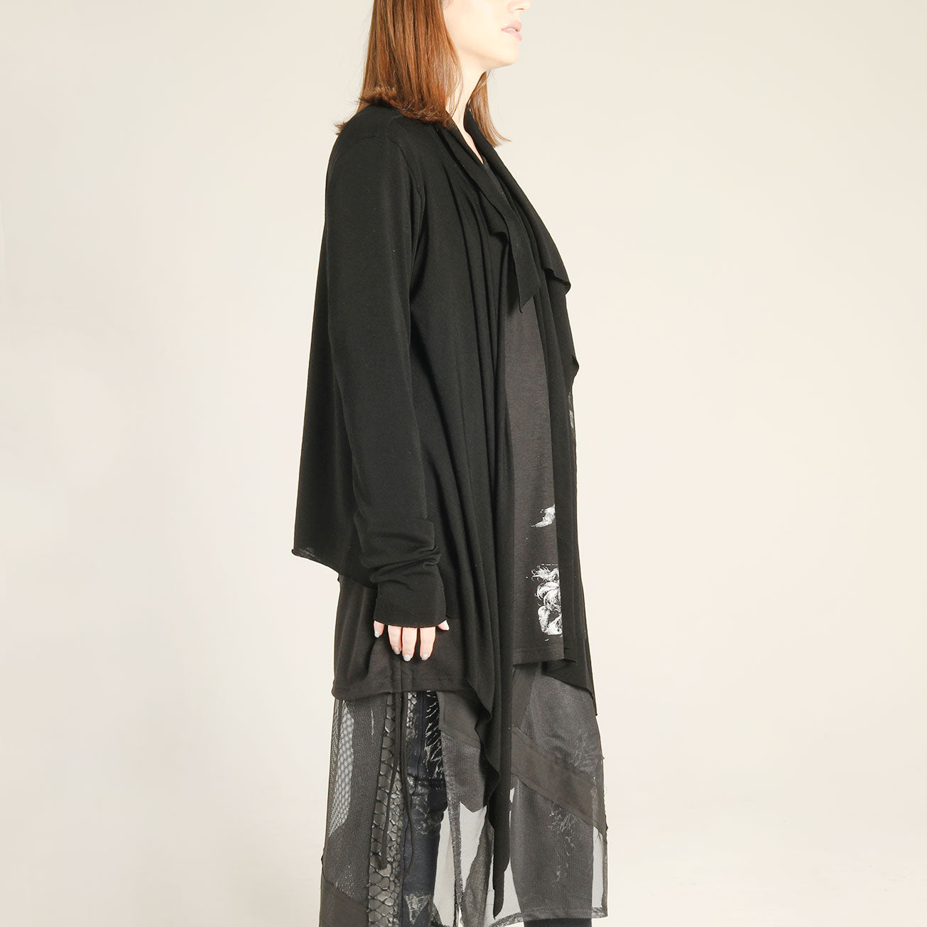 Drape Cotton Asymmetric Cardigan