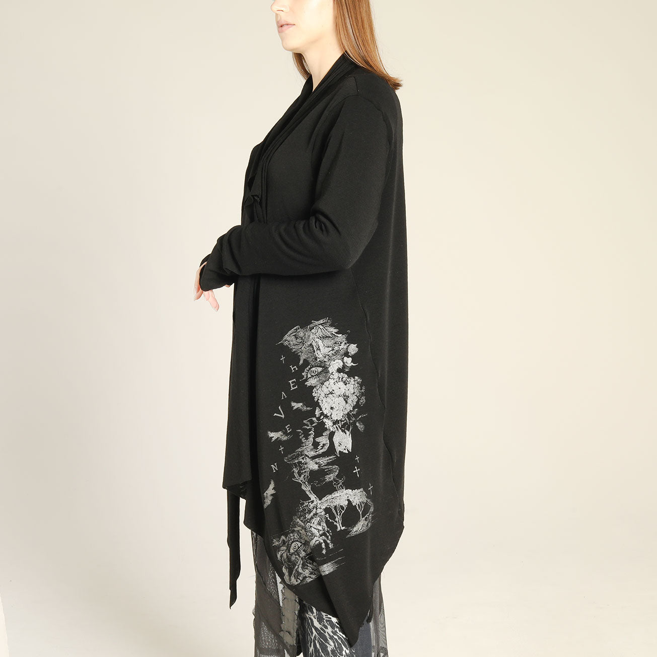 Drape Cotton Asymmetric Cardigan