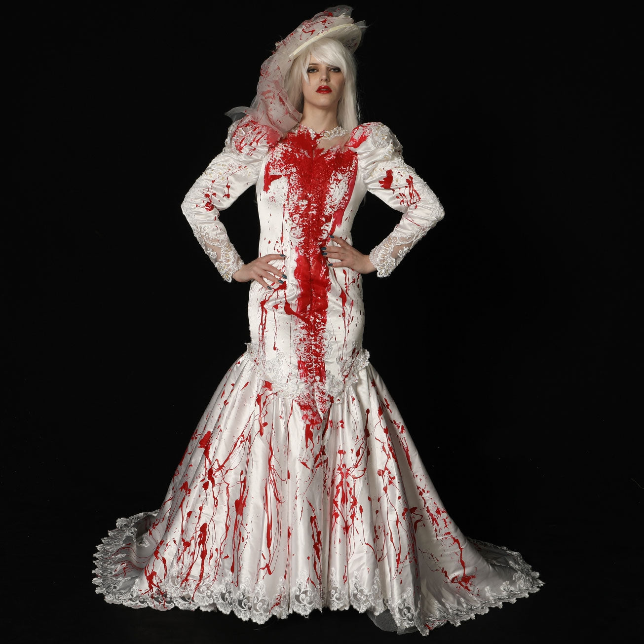 Bloody Mermaid Long Train Wedding Dress