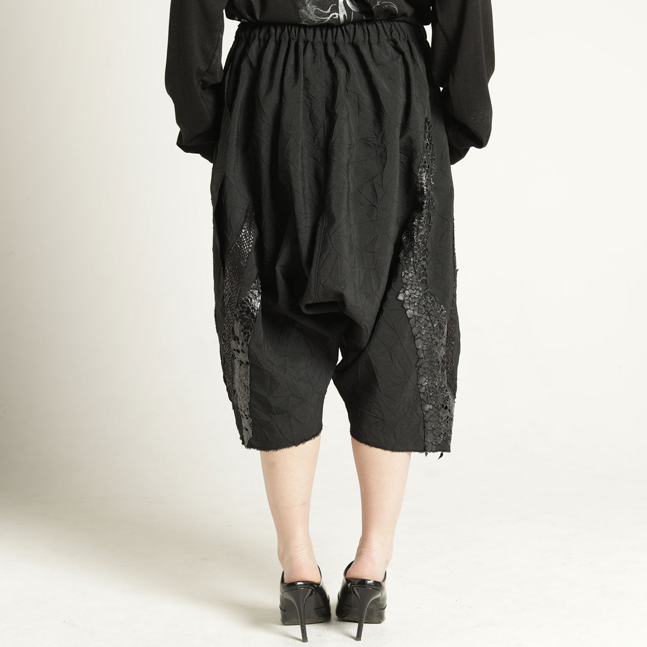 Wrinkle Leather Patchwork Sarouel