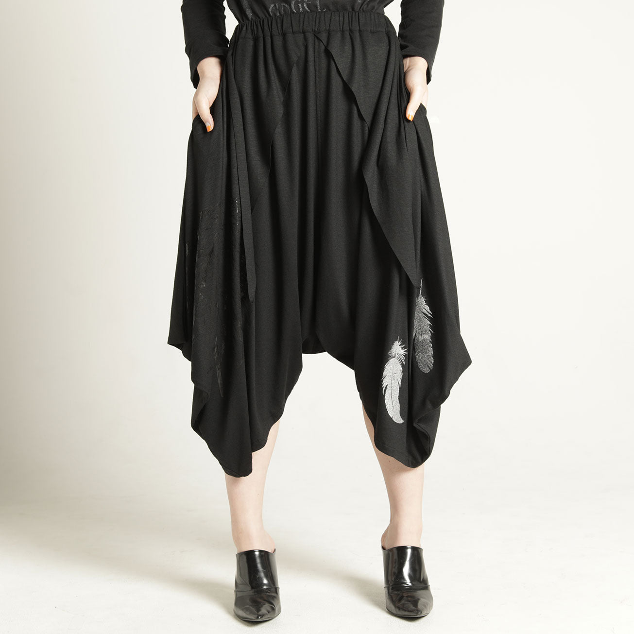 Feather Drape Sarouel Pants