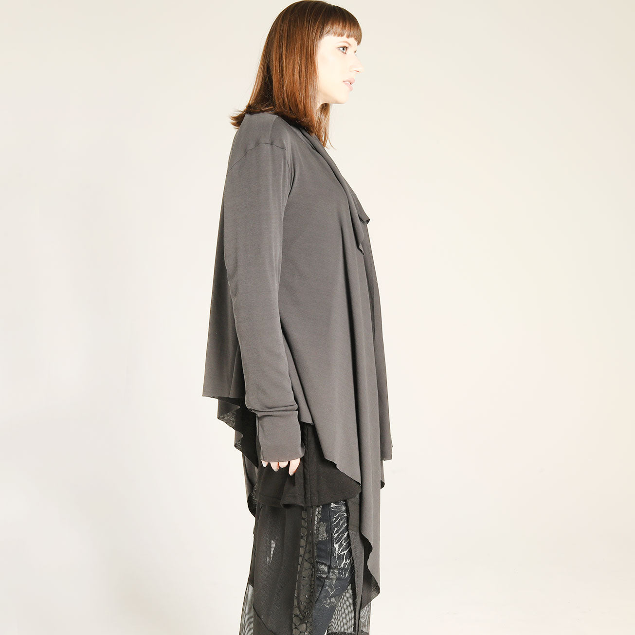 Drape Cotton Asymmetric Cardigan