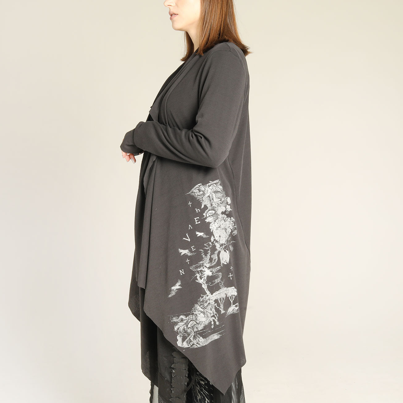 Drape Cotton Asymmetric Cardigan