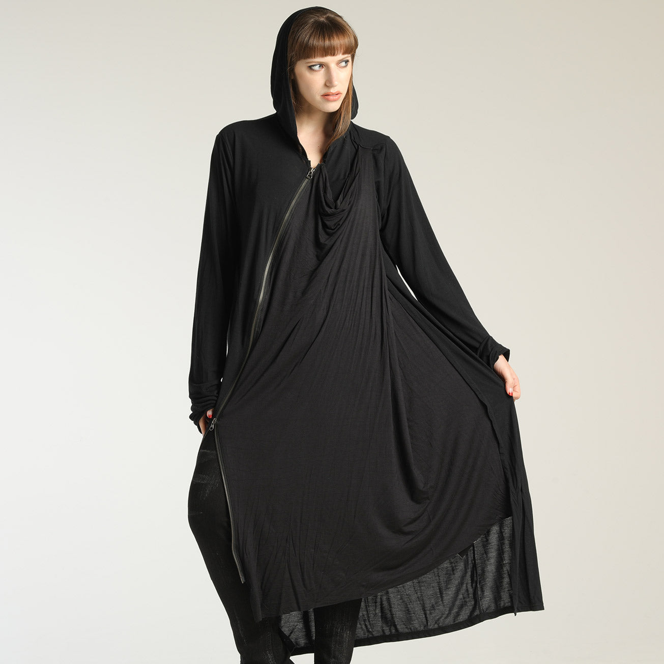 Super long drape hoodie