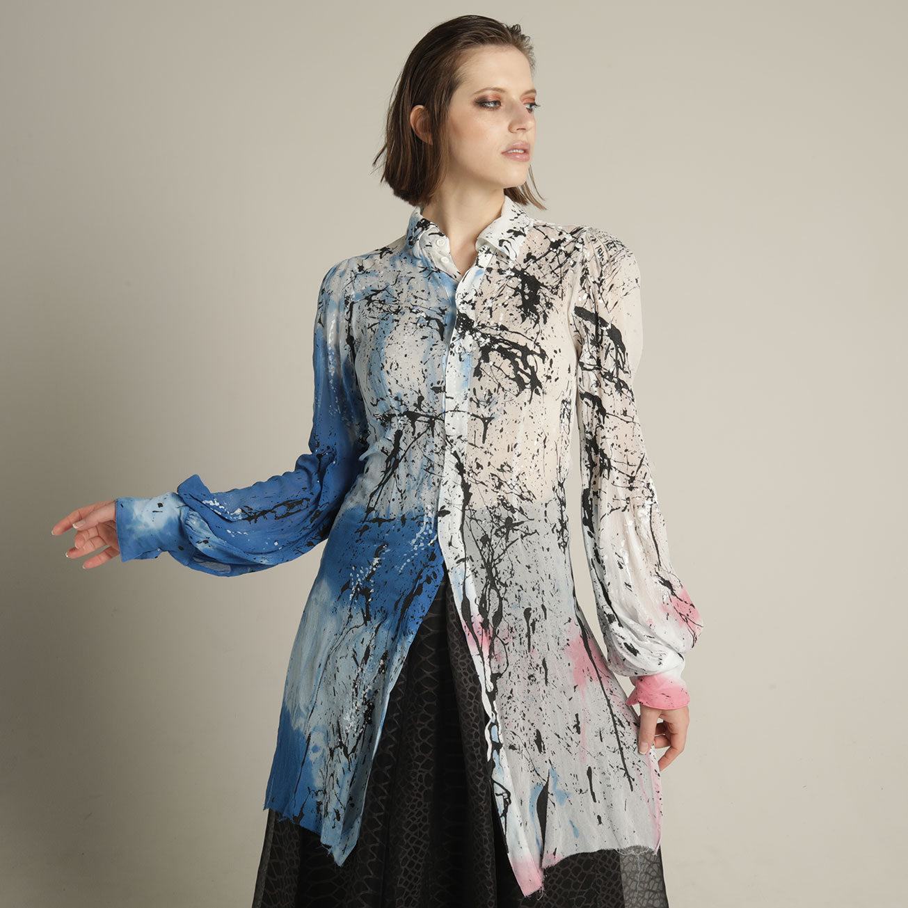 NATUARASHI SILK VOLUME SLEEVE BLOUSE