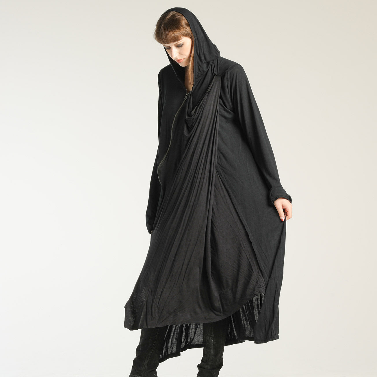Super long drape hoodie