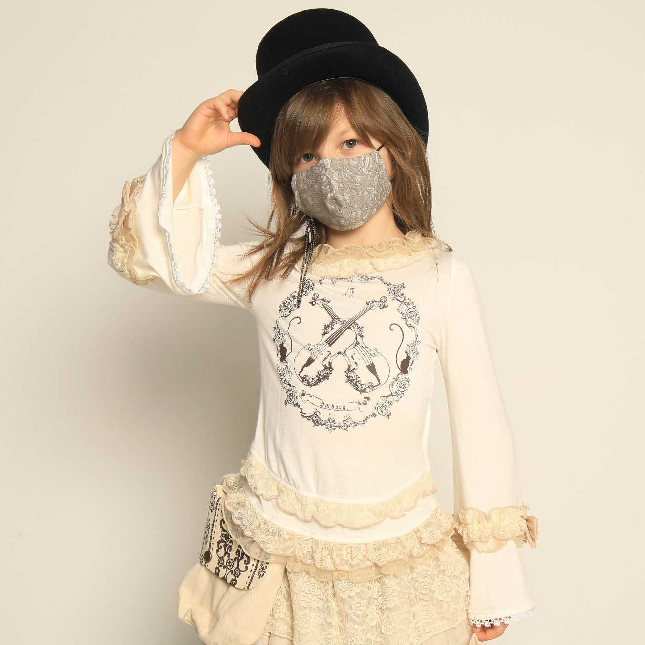 维多利亚时代的蕾丝儿童面具穿着 / S