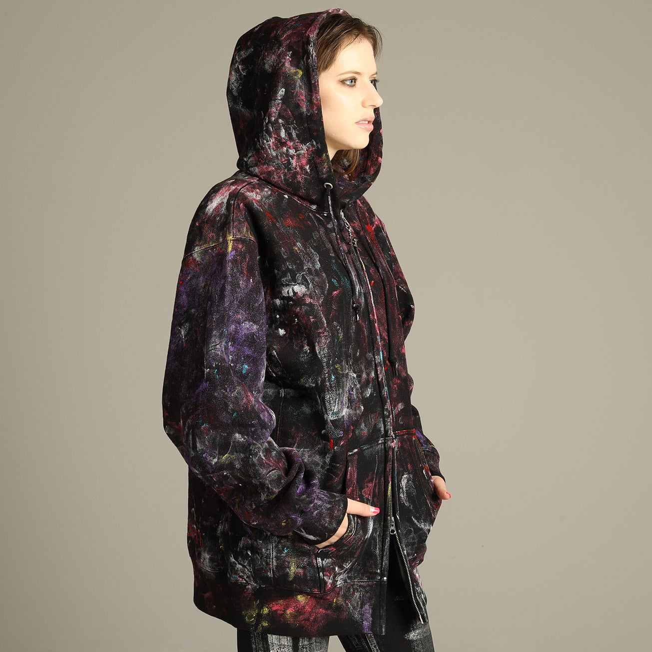 Crash Paint Warm Hoodie BK-RD(3サイズ)