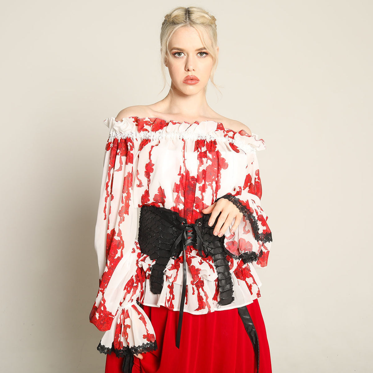 Bloody Rose Off Shoulder tunic