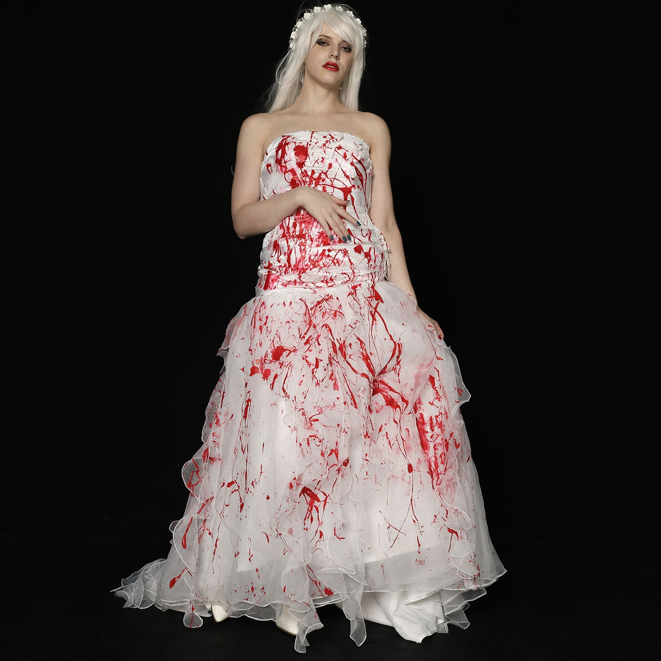bloody wedding dress fashion show Blood on wedding dress This look from Robert Wun SS Haute Couture 24, #fashion
