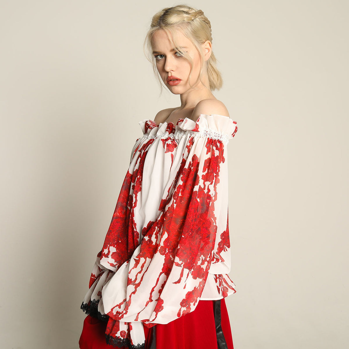 Bloody Rose Off Shoulder tunic