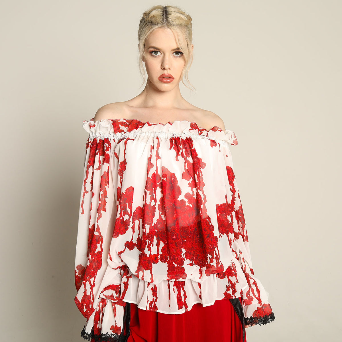 Bloody Rose Off Shoulder tunic