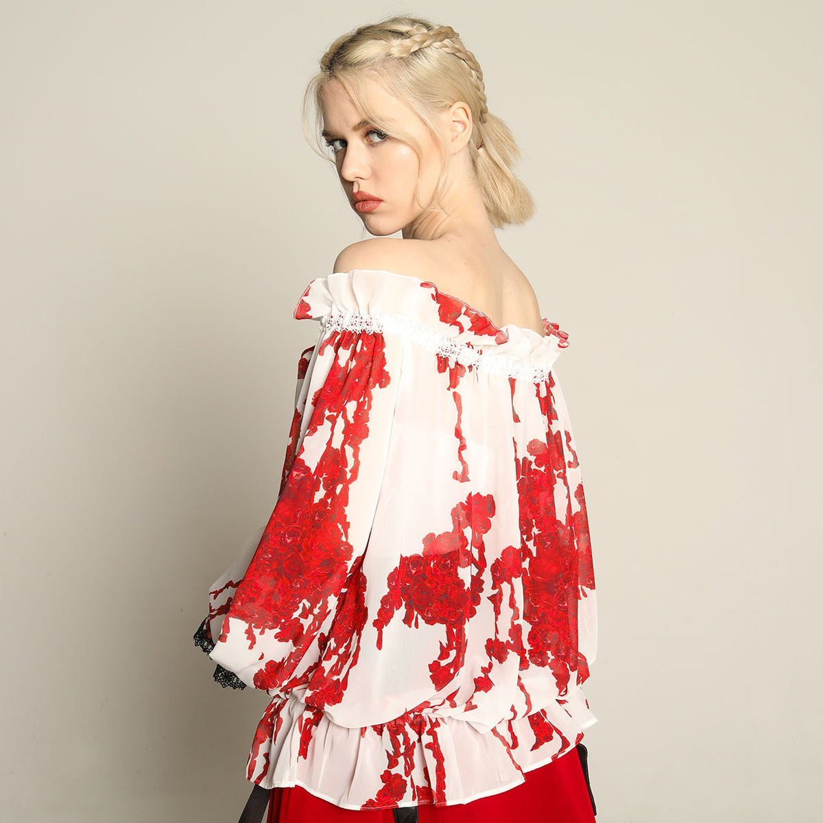 Bloody Rose Off Shoulder tunic