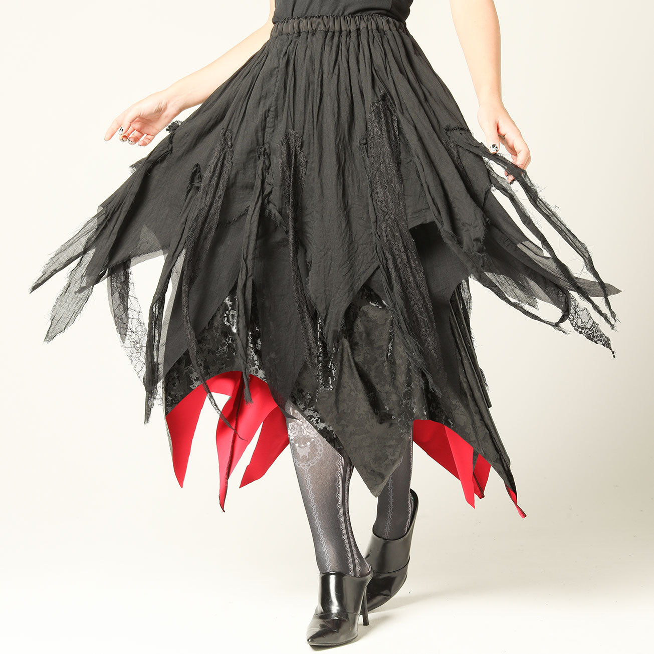 Red Damaged Bat Skirt
