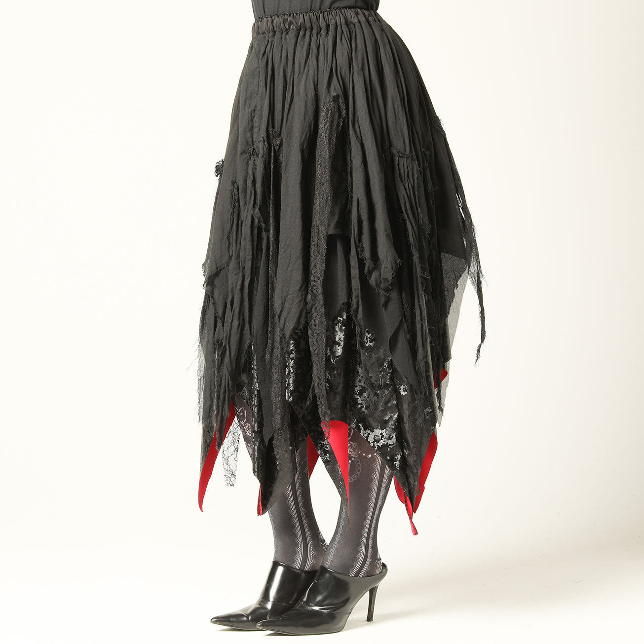 Red Damaged Bat Skirt