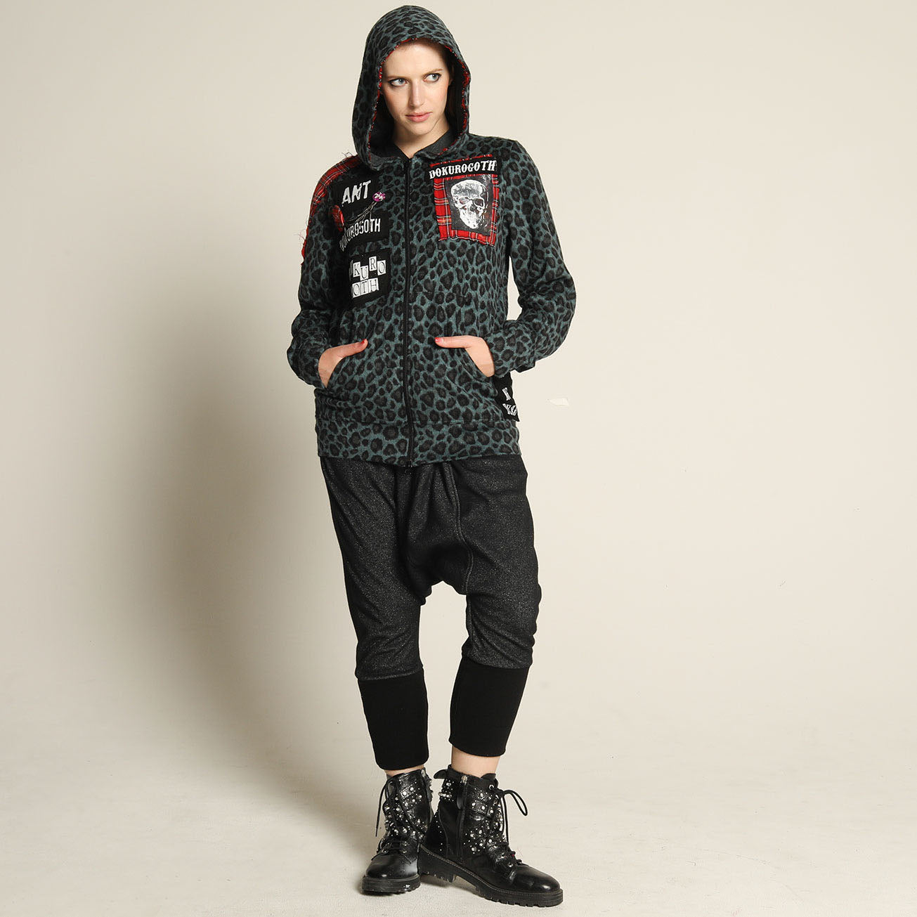 Dokurogoth豹纹连帽衫