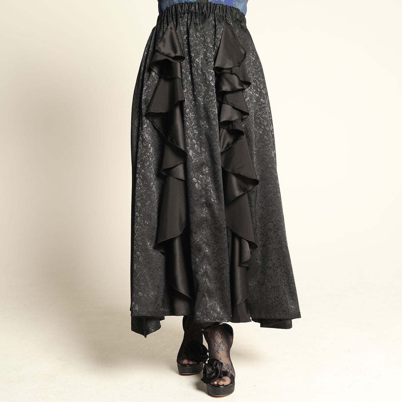 Ruffle Jacquard Long Skirt