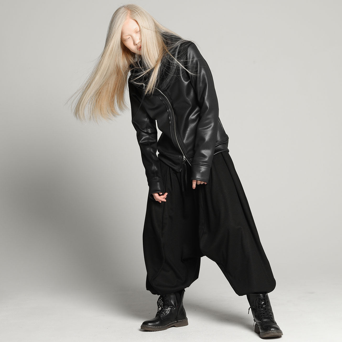 Metal high neck blouson