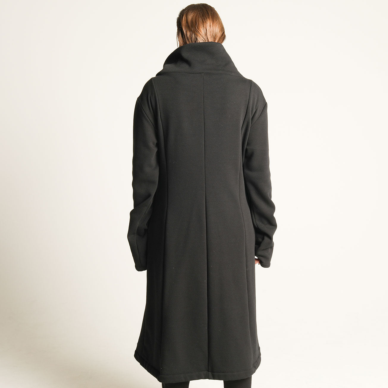 High neck pin long coat