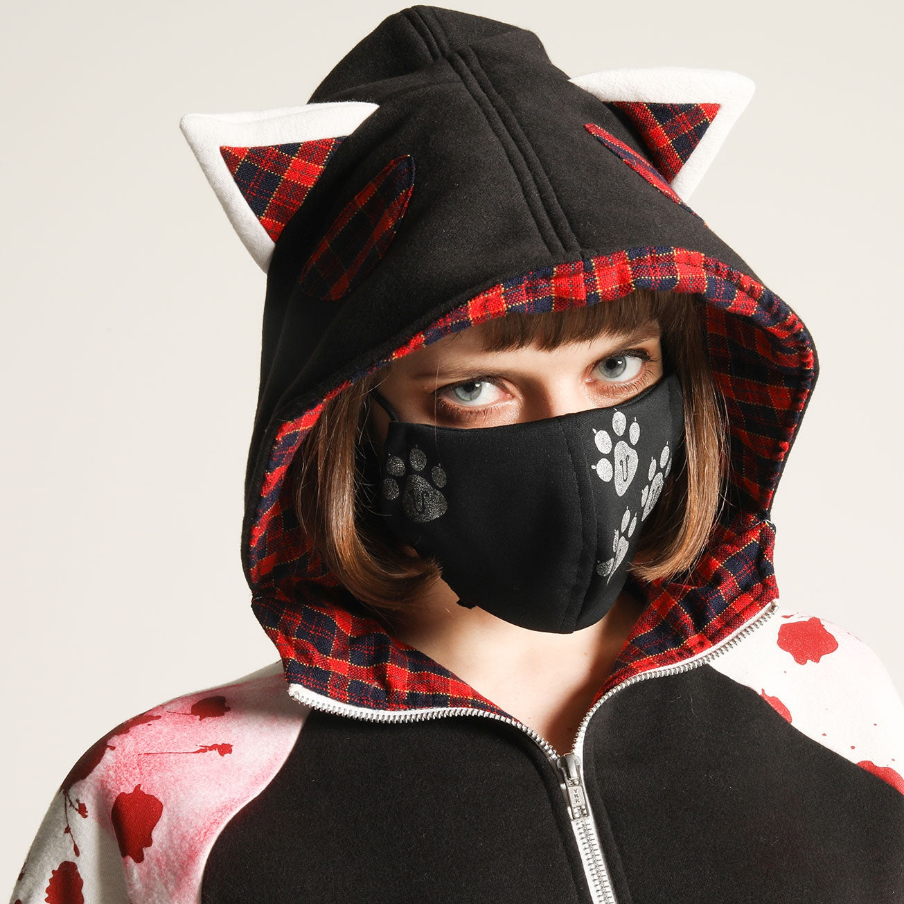 Cat footprint cat ear mask Wear / L
