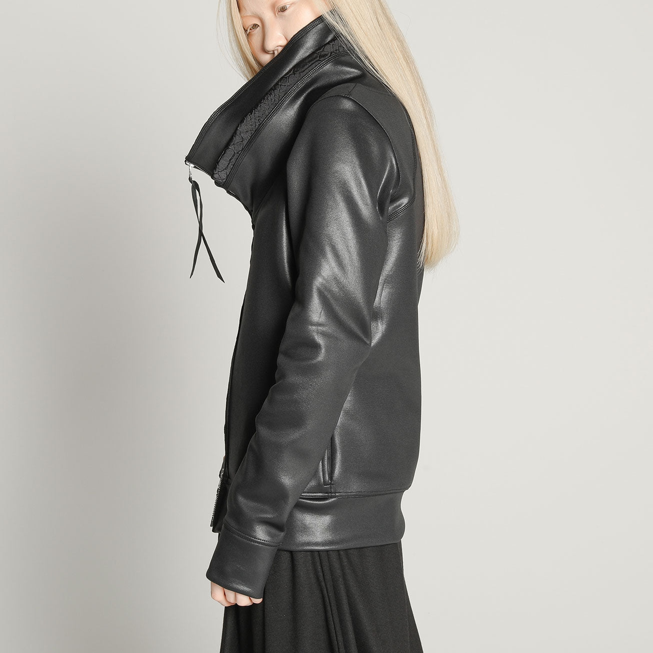 Metal high neck blouson