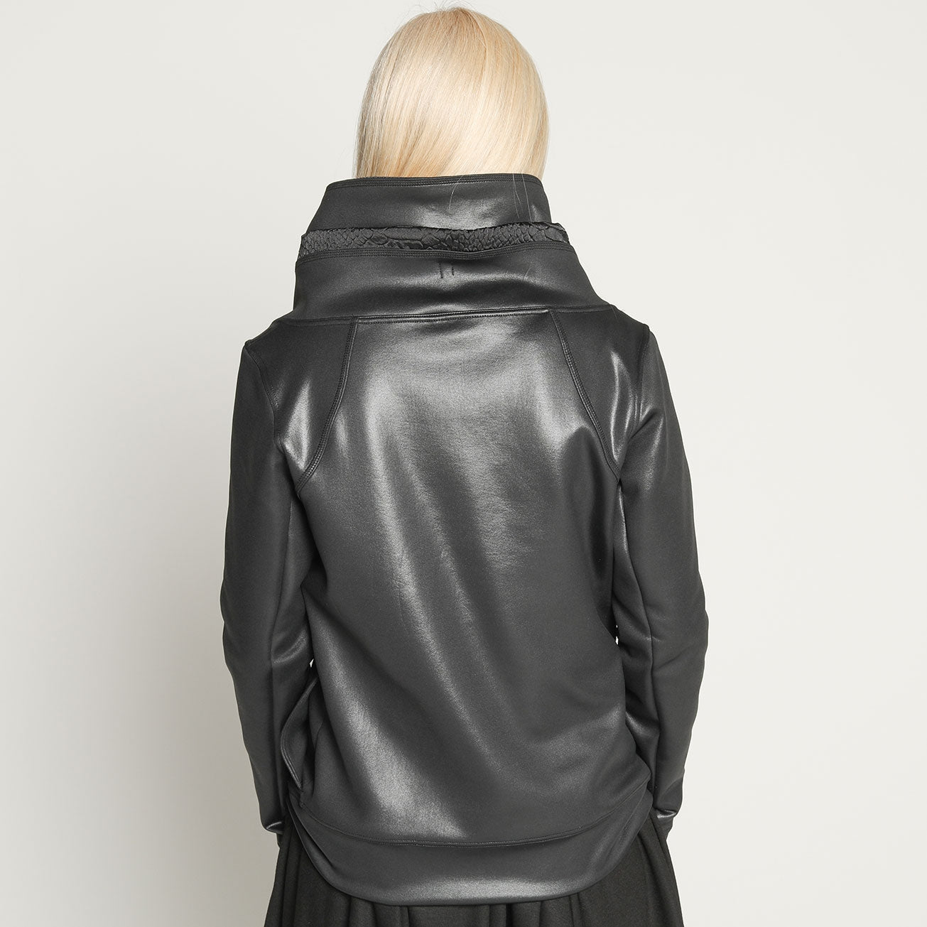 Metal high neck blouson