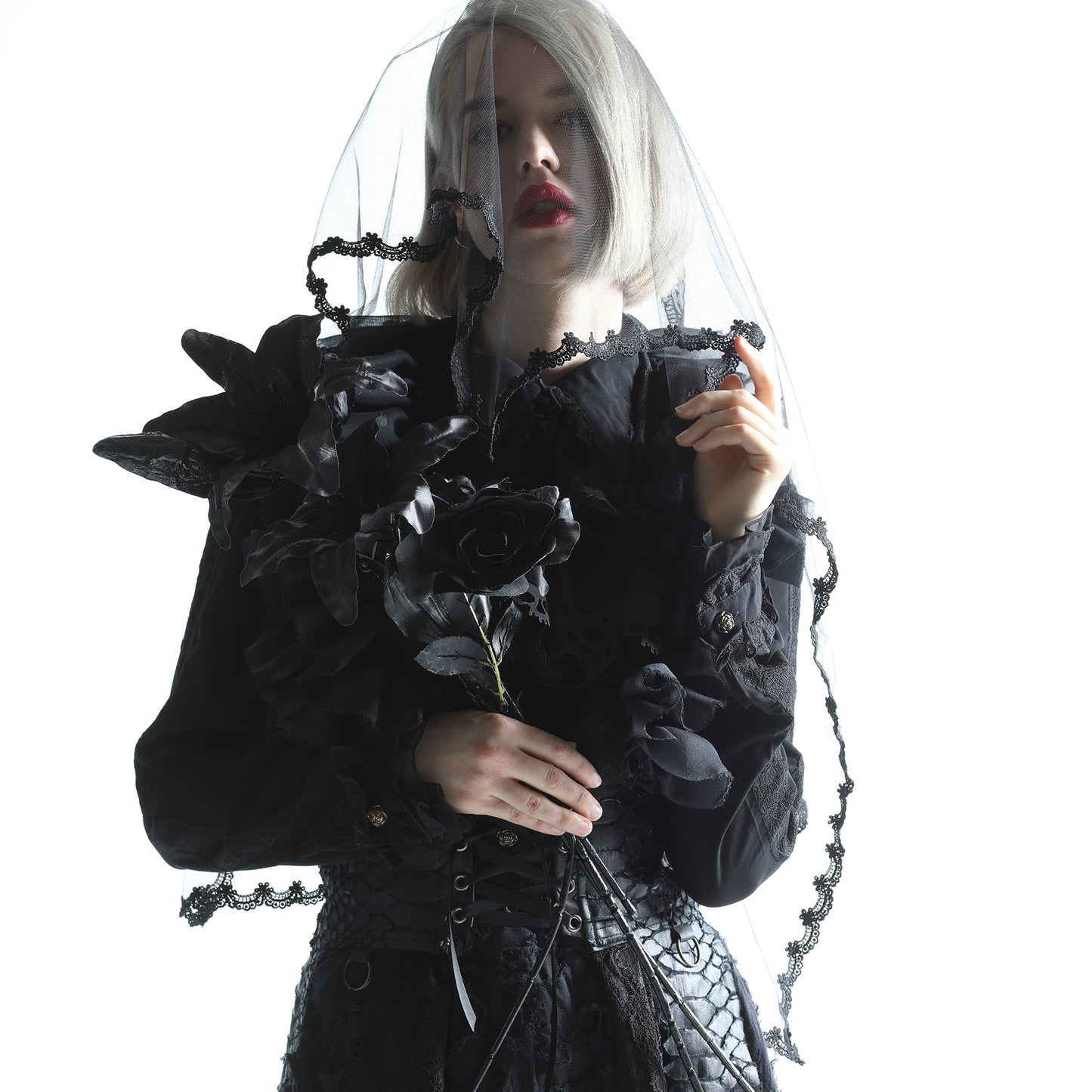 Skull Ribbon Veil