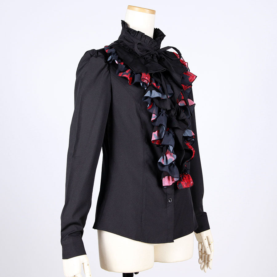 Blood Rose Ruffle Blouse(2size) / BK-RD / gothic