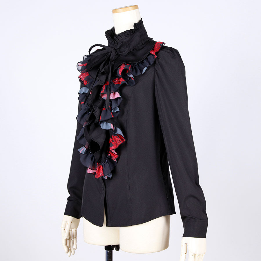 Blood Rose Ruffle Blouse(2size) / BK-RD / gothic