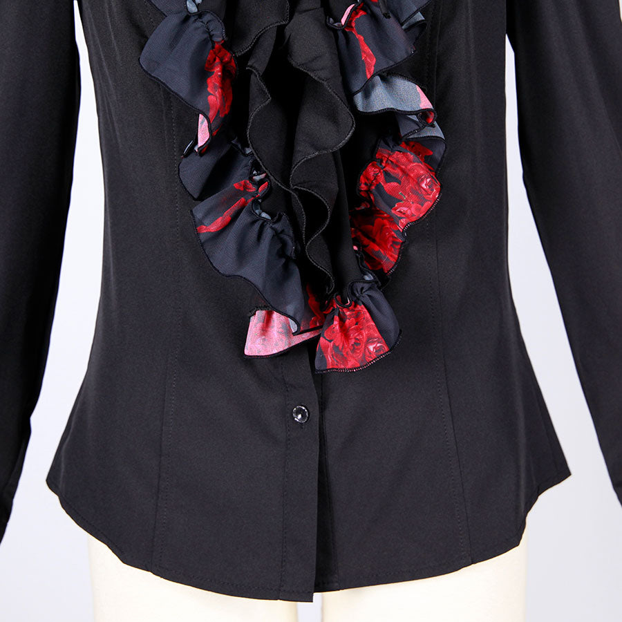 Blood Rose Ruffle Blouse(2size) / BK-RD / gothic